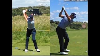 Justin Thomas golf swing  Long Iron faceon amp downtheline July 2017 [upl. by Fabi829]