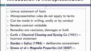 Misrepresentation Lecture 1 of 4 [upl. by Meilen512]